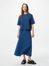 Вязаный свитер UNIQLO с коротким рукавом 1159853698 (Синий L)