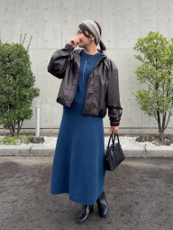 Вязаный свитер UNIQLO с коротким рукавом 1159853698 (Синий L)