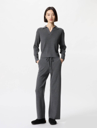 Эластичный свитер UNIQLO с V-образным вырезом 1159854078 (Серый S)