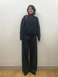 Пушистый свитер UNIQLO с V-образным вырезом 1159854797 (Серый XL)