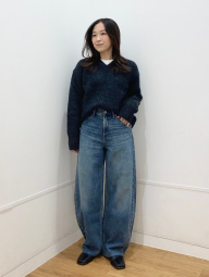 Пушистый свитер UNIQLO с V-образным вырезом 1159854797 (Серый XL)