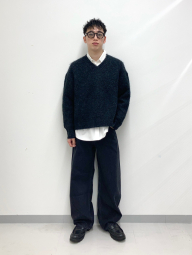 Пушистый свитер UNIQLO с V-образным вырезом 1159854797 (Серый XL)