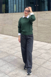 В'язаний светр UNIQLO з гладкої бавовни 1159854973 (Зелений XXL)