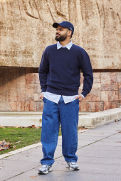 Текстурный 3D-вязаный свитер UNIQLO с круглым вырезом 1159855104 (Синий 3XL)