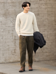 Текстурний 3D-в'язаний светр UNIQLO з круглим вирізом 1159855106 (Молочний XXL)