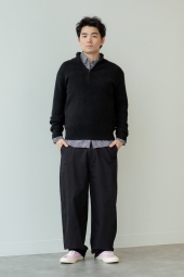 В'язаний светр із напівблискавкою UNIQLO Soufflé 1159855133 (Чорний XXL)