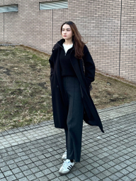 В'язаний светр із напівблискавкою UNIQLO Soufflé 1159855133 (Чорний XXL)