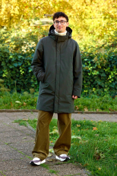 Вязаный свитер UNIQLO с застежкой-молнией до середины груди 1159855604 (Молочный L)