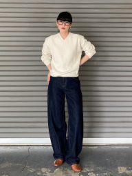 Текстурный 3D-вязаный свитер UNIQLO из бесшовной пряжи Soufflé 1159855864 (Молочный M)