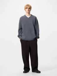 Текстурный 3D-вязаный свитер UNIQLO из бесшовной пряжи Soufflé 1159856179 (Серый XL)