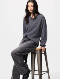 Текстурный 3D-вязаный свитер UNIQLO из бесшовной пряжи Soufflé 1159856179 (Серый XL)