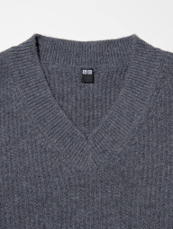 Текстурный 3D-вязаный свитер UNIQLO из бесшовной пряжи Soufflé 1159856179 (Серый XL)