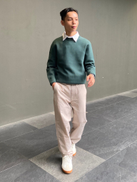 Вязаный свитер UNIQLO 1159856389 (Зеленый XXL)