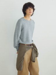 Текстурный 3D-вязаный свитер UNIQLO с круглым вырезом 1159856411 (Серый 3XL)