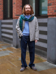 Вязаный свитер UNIQLO 1159856773 (Голубой XXL)