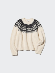 В'язаний светр UNIQLO з візерунком 1159857543 (Молочний M)