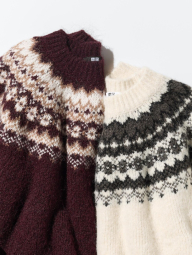 В'язаний светр UNIQLO з візерунком 1159857543 (Молочний M)