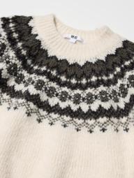 В'язаний светр UNIQLO з візерунком 1159857543 (Молочний M)