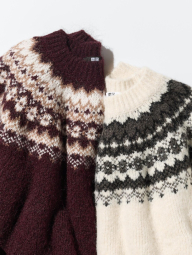 Вязаный свитер UNIQLO с узором 1159857837 (Бордовый M)