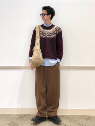 Вязаный свитер UNIQLO с узором 1159857837 (Бордовый M)