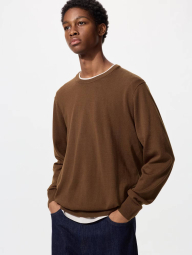 Легкий вязаный свитер UNIQLO из шерсти 1159859453 (Коричневый M)