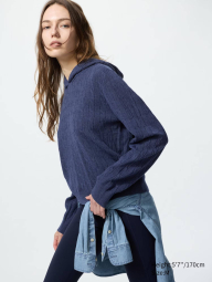 Вязаный свитер UNIQLO с капюшоном 1159859726 (Синий XS)