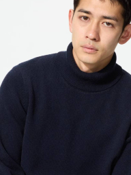 Вязаный свитер UNIQLO из шерсти 1159859782 (Синий L)