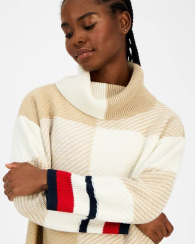 Женский вязаный свитер Tommy Hilfiger с воротником-хомутом 1159859873 (Бежевый XS)