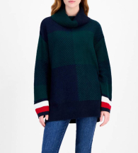 Женский вязаный свитер Tommy Hilfiger с воротником-хомутом 1159859876 (Синий/Зеленый XS)