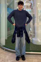 Ребристий трикотажний светр JW Anderson UNIQLO 1159860232 (Синій M)
