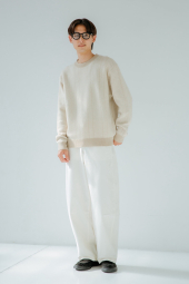 Вязаный свитер JW Anderson UNIQLO из шерсти 1159860234 (Бежевый M)