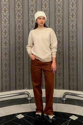 Вязаный свитер JW Anderson UNIQLO из шерсти 1159860234 (Бежевый M)