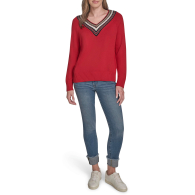 Женский свитер Tommy Hilfiger с текстурным вырезом 1159862139 (Красный XL)