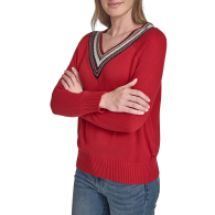 Женский свитер Tommy Hilfiger с текстурным вырезом 1159862139 (Красный XL)