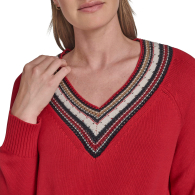 Женский свитер Tommy Hilfiger с текстурным вырезом 1159862139 (Красный XL)
