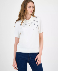 Женский свитер-поло Tommy Hilfiger с коротким рукавом 1159863110 (Молочный XS)