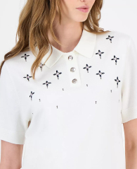 Женский свитер-поло Tommy Hilfiger с коротким рукавом 1159863084 (Молочный M)