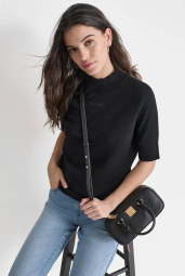 Свитер с коротким рукавом DKNY с логотипом из страз 1159863118 (Черный S)
