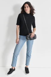Свитер с коротким рукавом DKNY с логотипом из страз 1159863118 (Черный S)