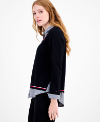 Женский свитер-рубашка Tommy Hilfiger кофта 1159863216 (Черный XL)