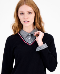 Женский свитер-рубашка Tommy Hilfiger кофта 1159863216 (Черный XL)