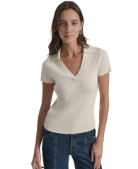 Женский свитер-поло DKNY с коротким рукавом 1159863450 (Молочный M)