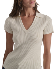 Женский свитер-поло DKNY с коротким рукавом 1159863450 (Молочный M)