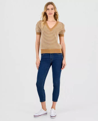 Женский вязаный свитер Tommy Hilfiger с коротким рукавом 1159863512 (Коричневый M)