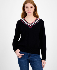 Жіночий светр Tommy Hilfiger із текстурним вирізом 1159863531 (Чорний S)