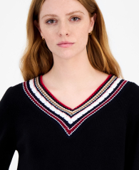 Жіночий светр Tommy Hilfiger із текстурним вирізом 1159863531 (Чорний S)