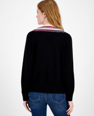 Жіночий светр Tommy Hilfiger із текстурним вирізом 1159863531 (Чорний S)