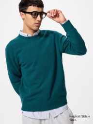Вязаный свитер UNIQLO из шерсти 1159863819 (Зеленый XL)