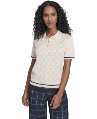 Женский свитер-поло Tommy Hilfiger с коротким рукавом 1160789502 (Бежевый XS)