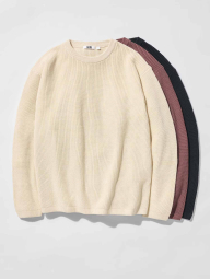В'язаний светр UNIQLO з бавовни 1160842527 (Бежевий 3XL)